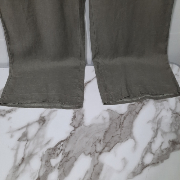 Soft Surroundings Wide Leg Pants Size Small Light Olive Green 100% Linen Pull On - Picture 2 of 14